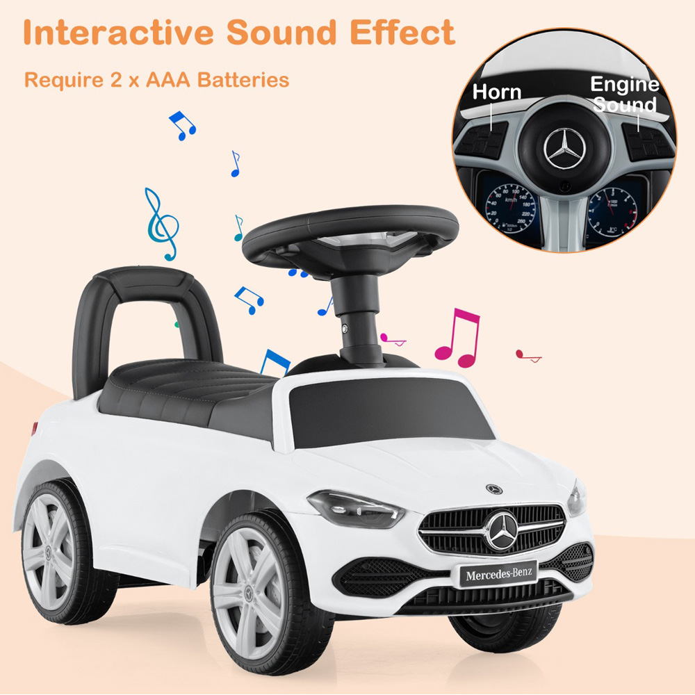 Costway Kids White Licensed Mercedes Benz Ride On Sliding Car with Horn and Engine Sound Image 6