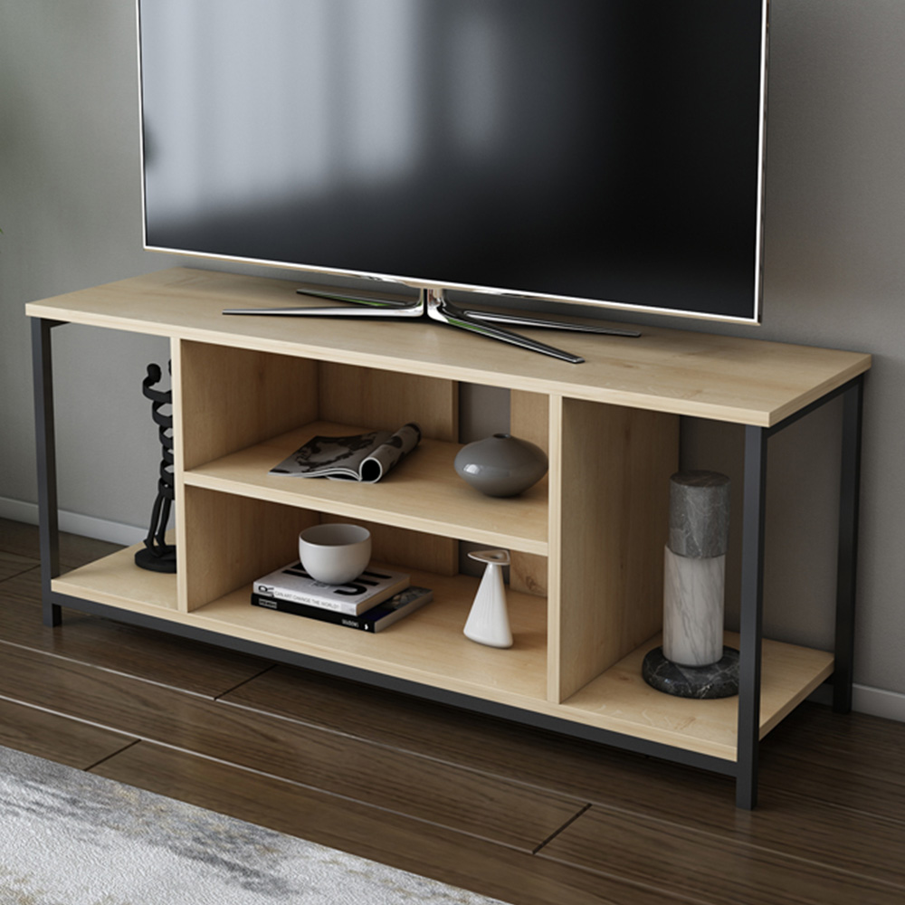 Decorotika Rinaldo 4 Shelf Black and Oak TV Stand for 55 inch TV Image 1