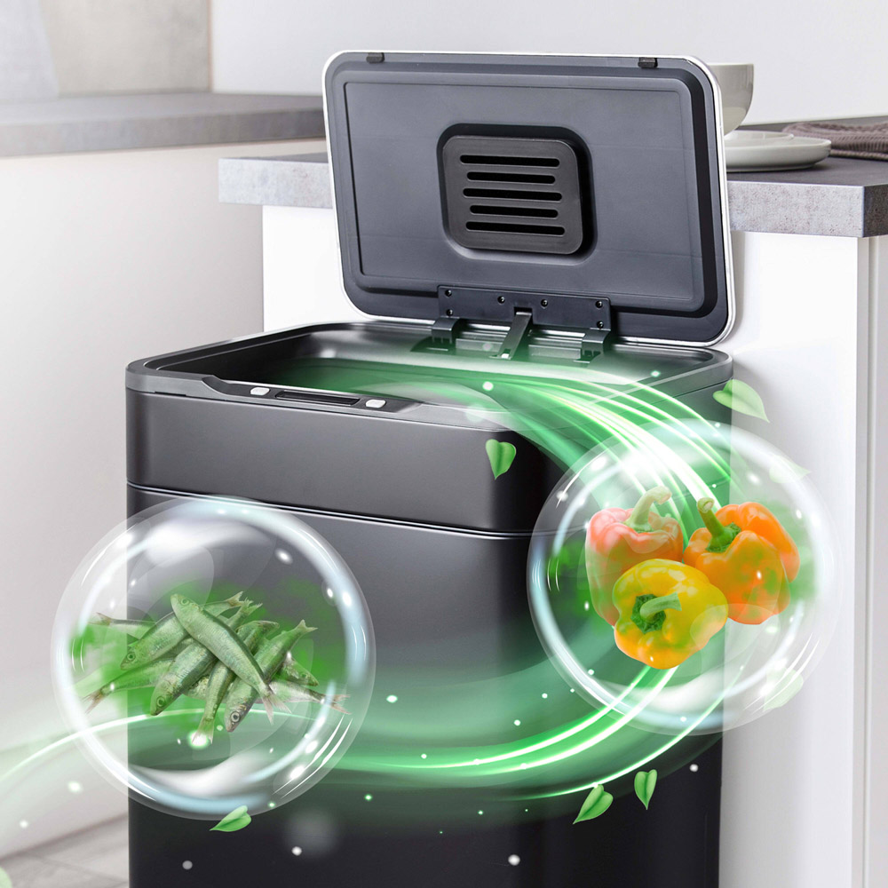 Tower Ozone Filter Black Stainless Steel Sensor Bin 65L Image 3