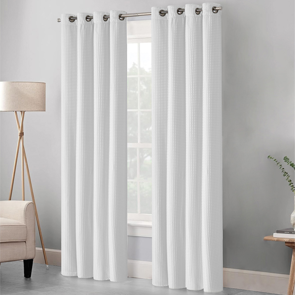 Velosso Waffle White Blackout Curtains 183 x 116cm Image 1
