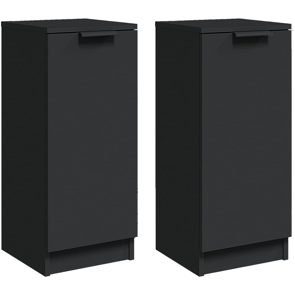 vidaXL Single Door Black Wooden Sideboard Set of 2 Image 2