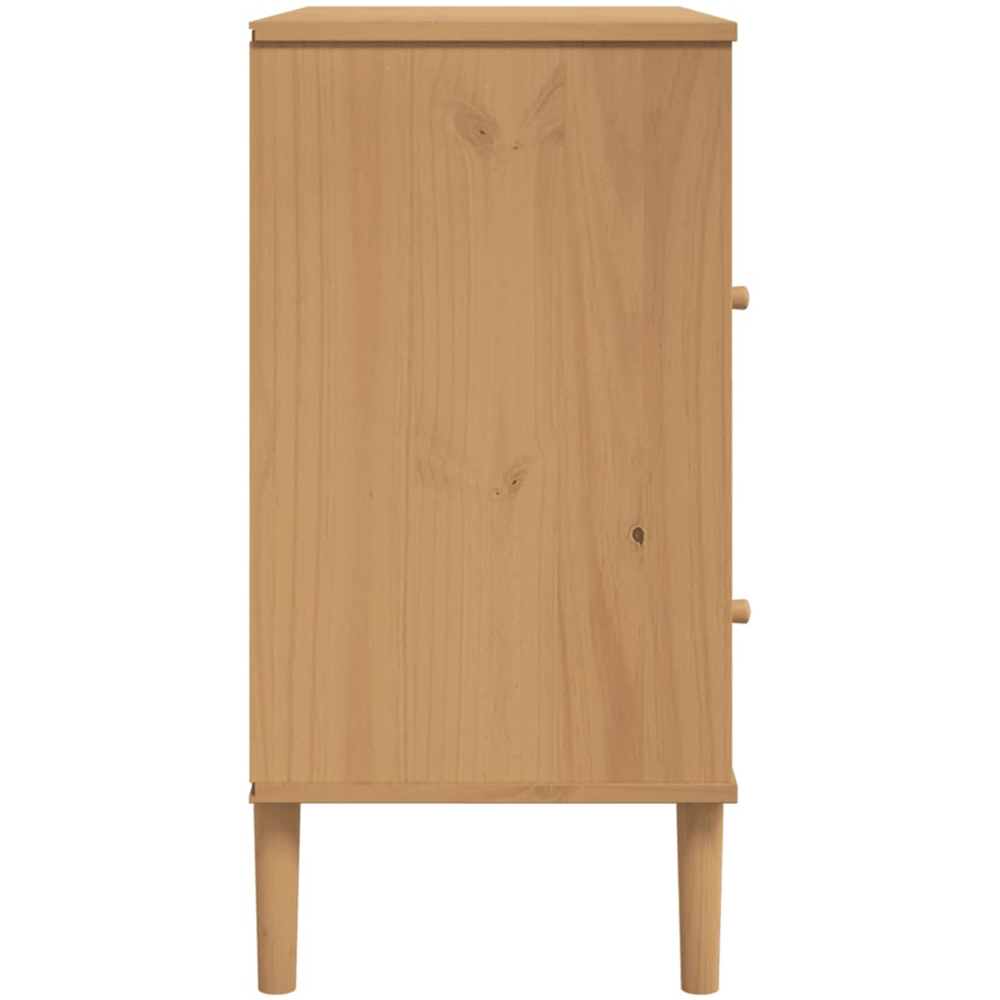 vidaXL Senja 2 Drawer Single Shelf Rattan Look Solid Wood Pine Sideboard Image 7