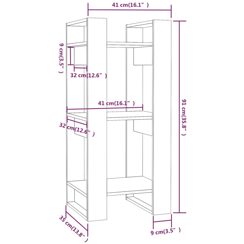 vidaXL 3 Shelf Black Solid Pine Wood Bookcase Image 9