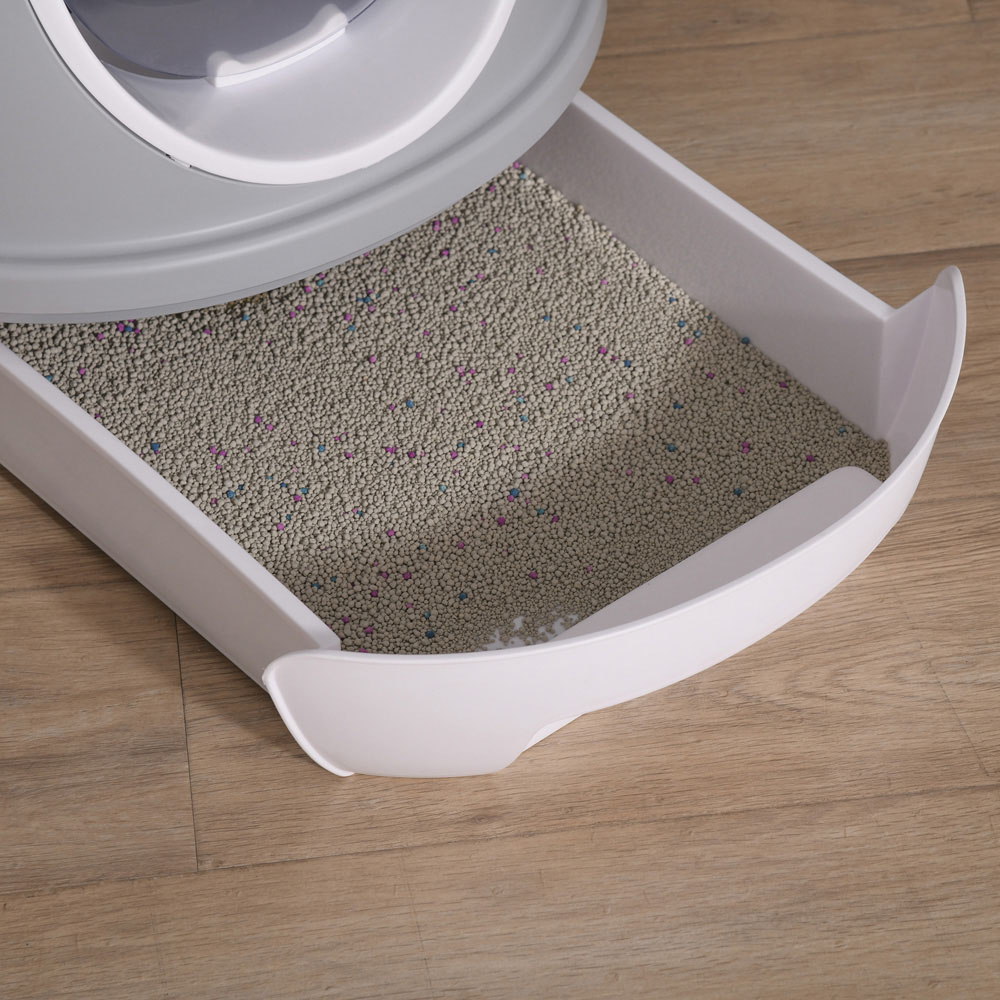 PawHut Grey Space-Capsule Style Cat Litter Box 47 x 55 x 44cm Image 5