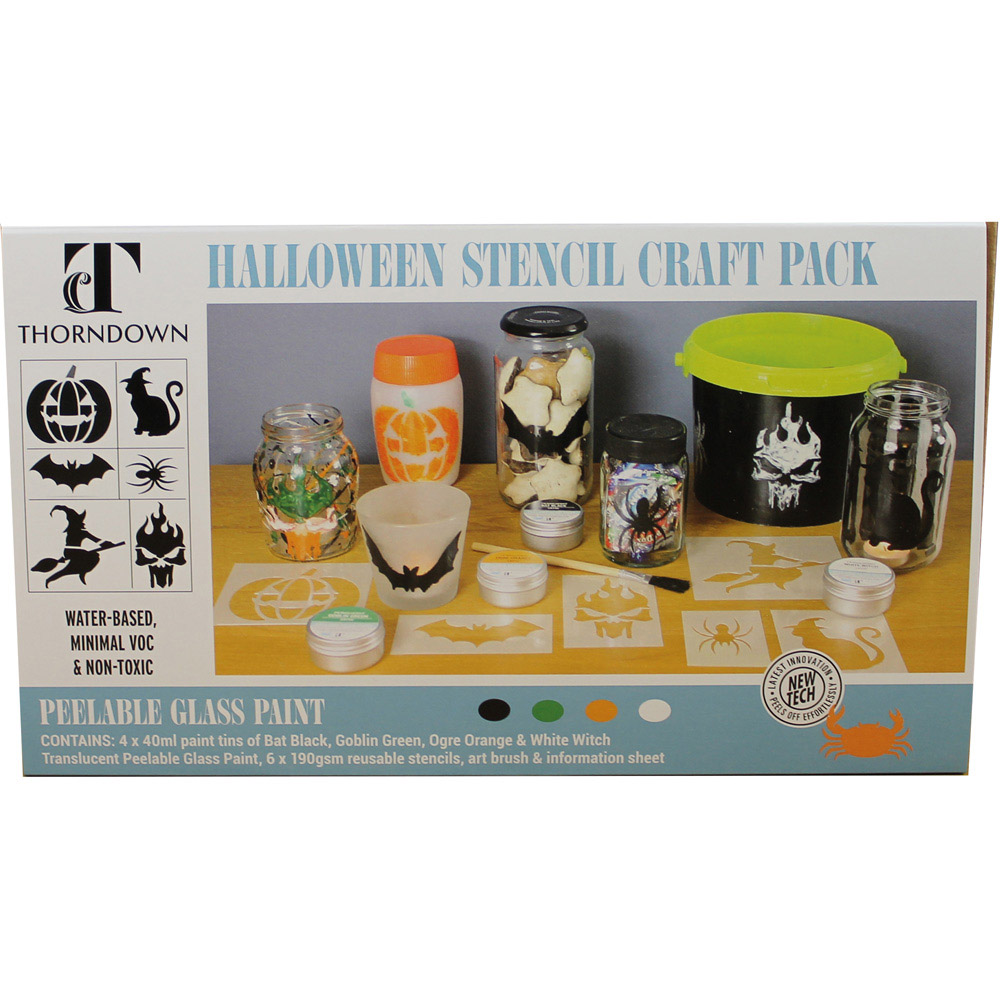 Thorndown Peelable Glass Paint Halloween Craft Stencil Craft Pack Image 1