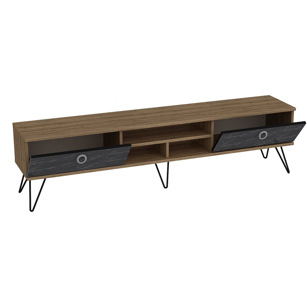 Decorotika Lorenz 2 Door 3 Shelf Bendire and Walnut TV Unit Image 4