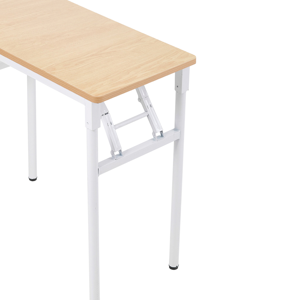 Living and Home Metal Frame Foldable Laptop Desk with Adjustable Feet Natural and White Image 4