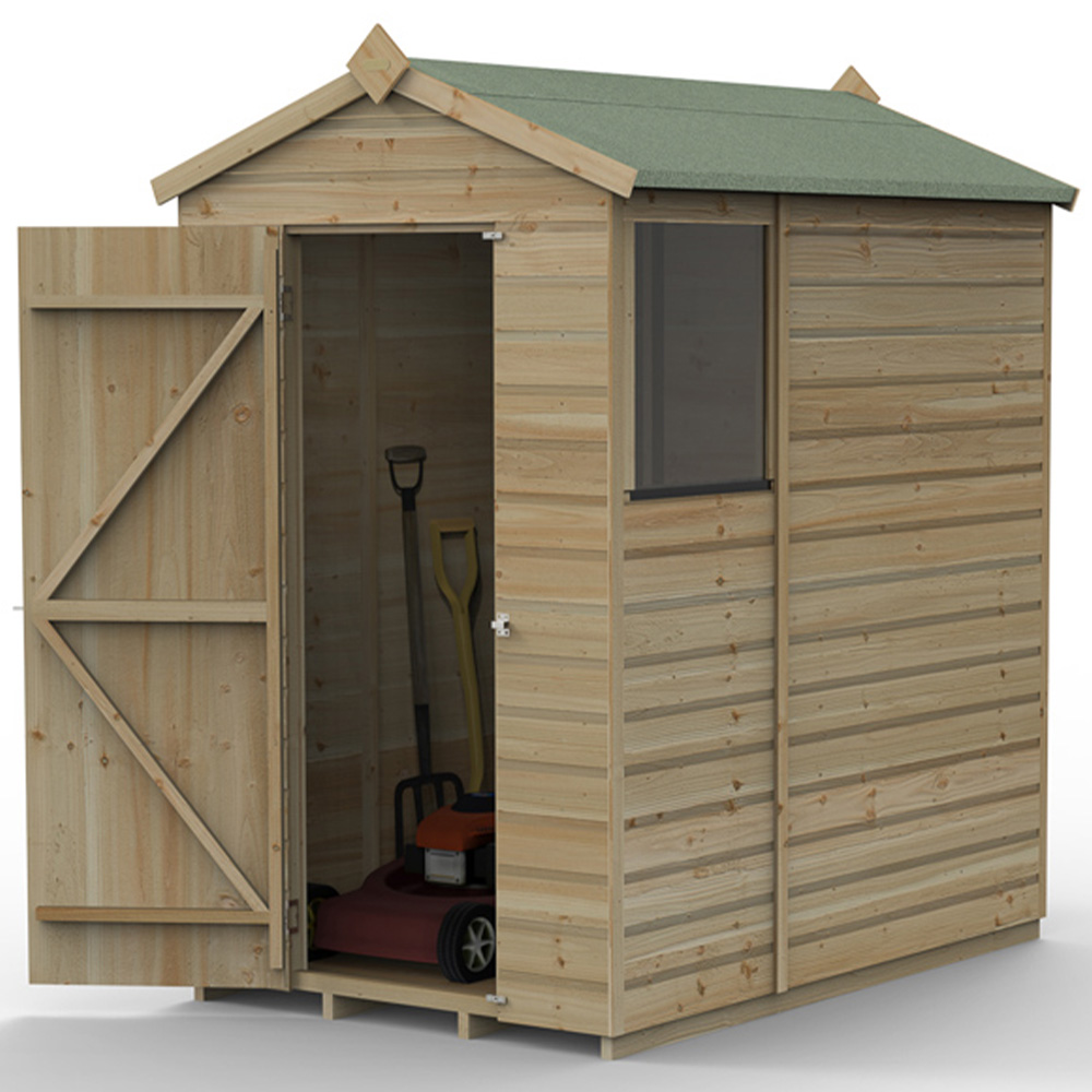 Forest Garden Beckwood 4 x 6ft Single Door Single Window Shiplap Apex Shed Image 3