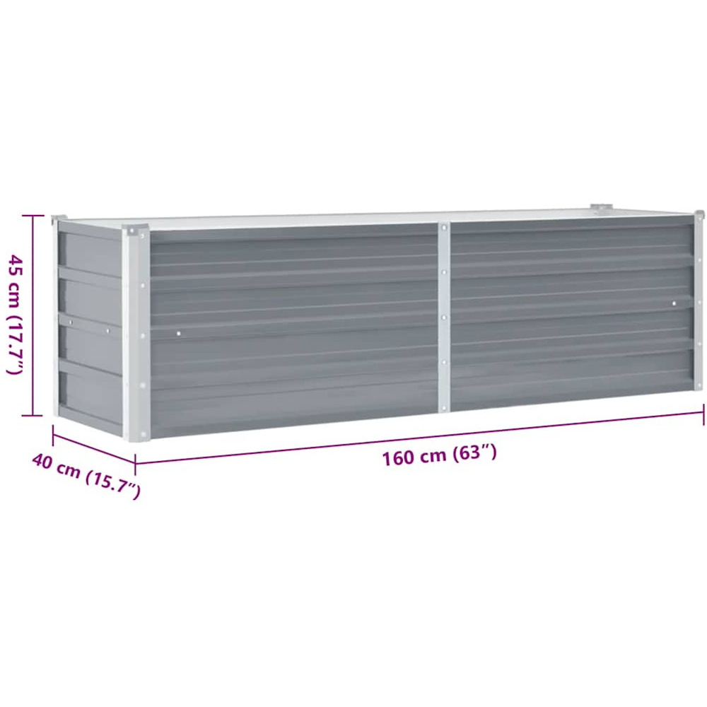 Walplus Grey Galvanised Steel Raised Bed 160 x 40 x 45cm Image 7