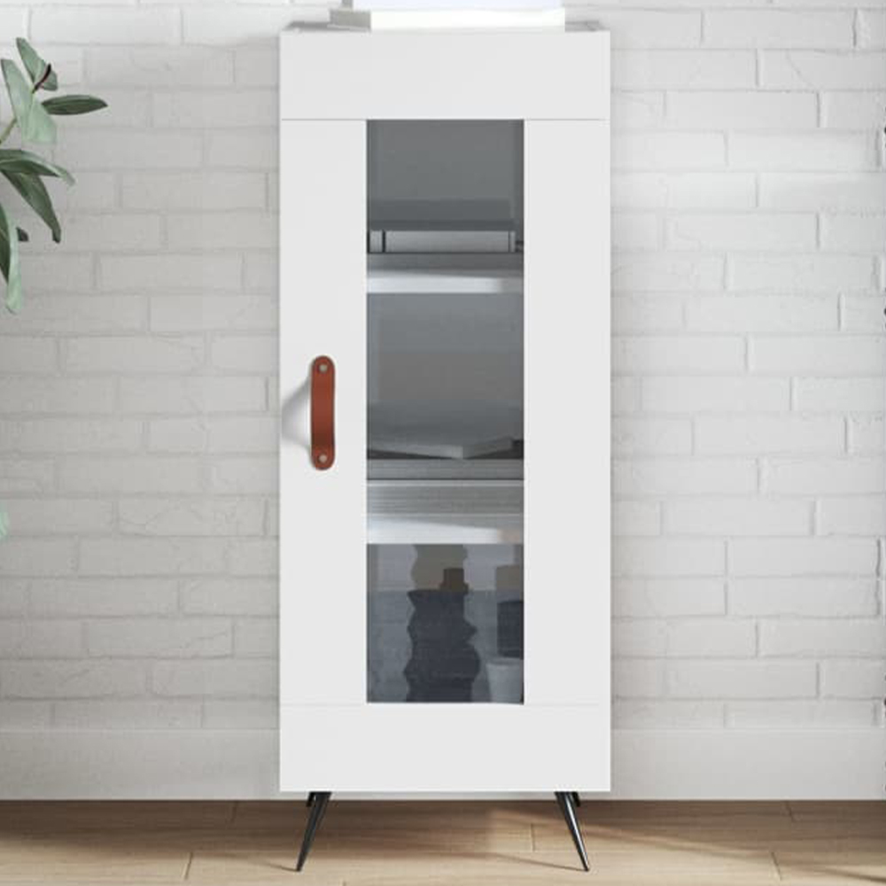vidaXL Single Glass Door High Gloss White Sideboard Image 1