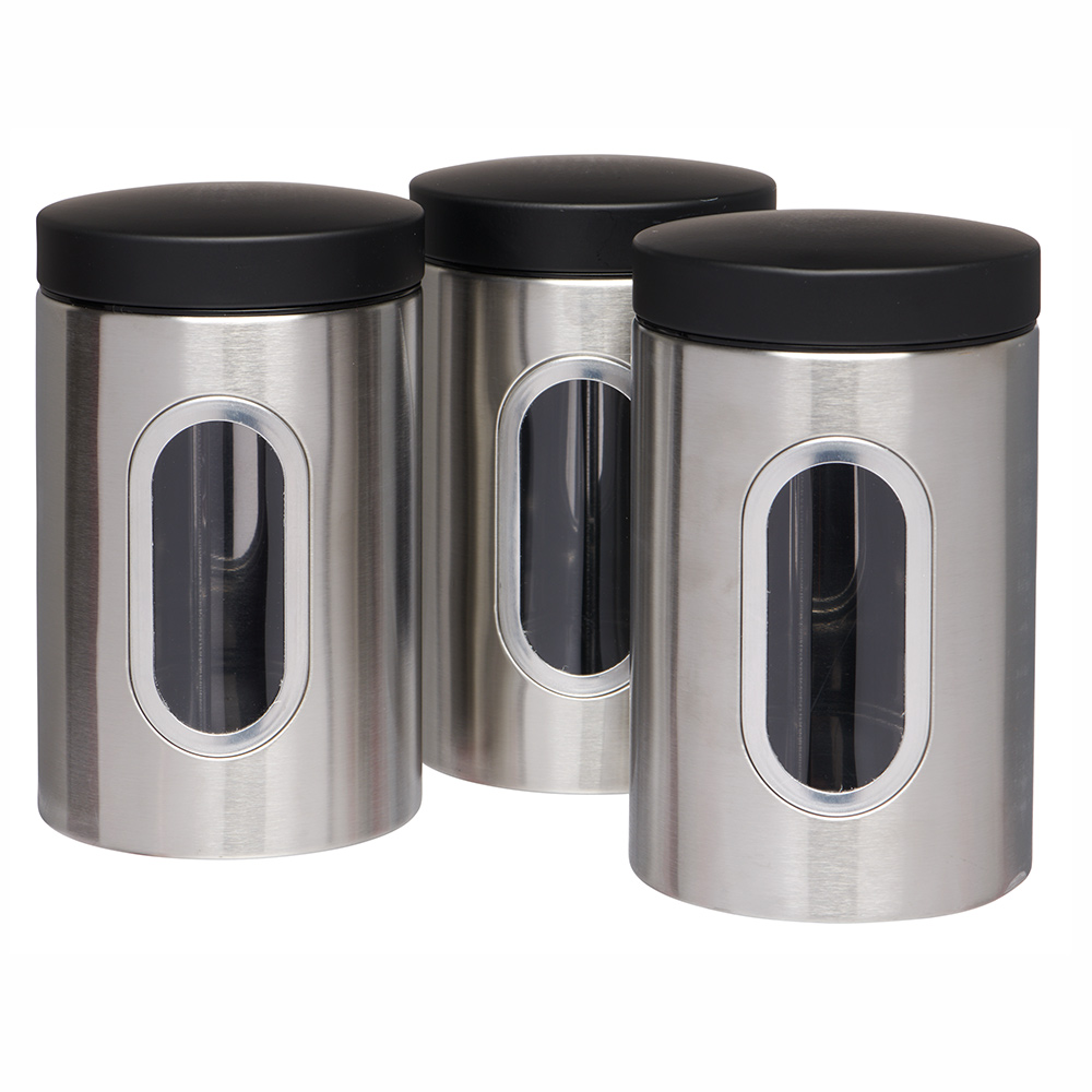 Wilko Set of 3 Stainless Steel Storage Canisters Image 2