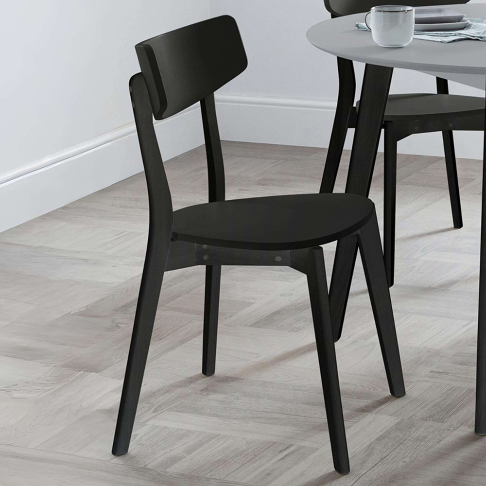Julian Bowen Casa Set of 2 Black Solid Hardwood Dining Chair Image 1