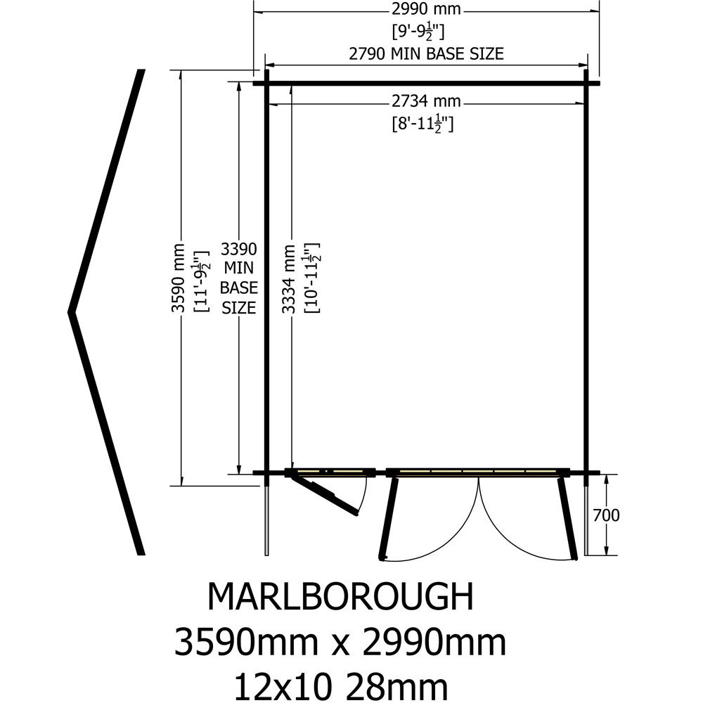 Shire Marlborough 12 x 10ft Double Door Log Cabin Image 7