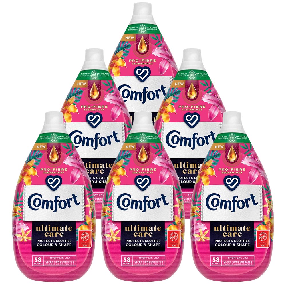 Comfort Ultimate Care Tropical Lily Fabric Conditioner 58 Washes Case of 6 x 870ml Image 1