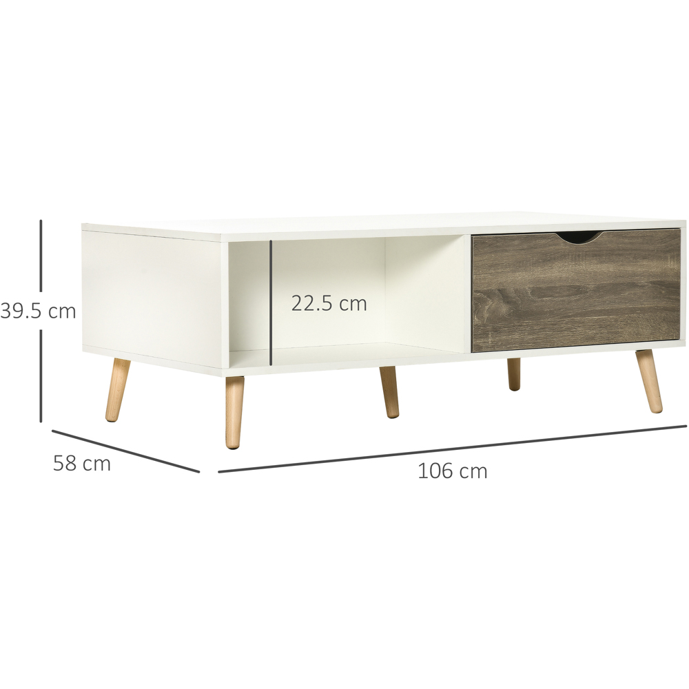 HOMCOM 2 Drawer 2 Shelf White Modern Coffee Table Image 9
