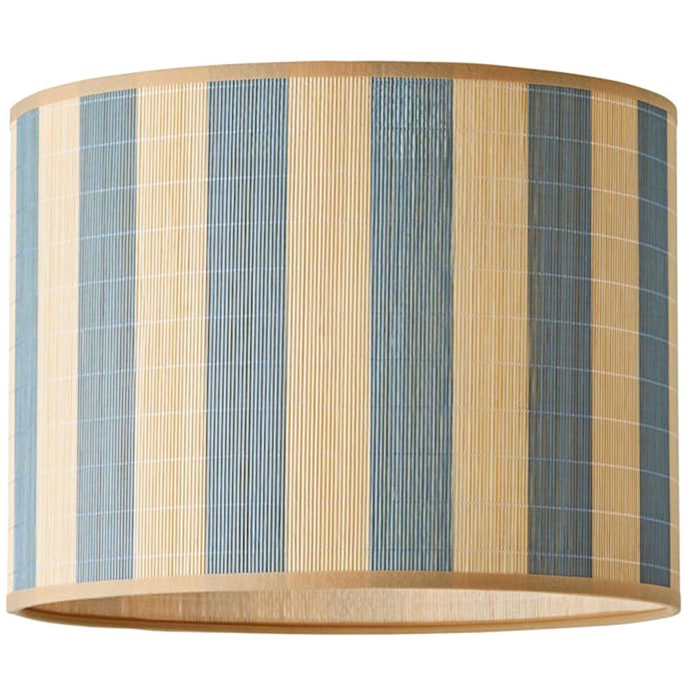 ValueLights Lori Blue Stripe Bamboo Ceiling Drum Lamp Shade Image 1