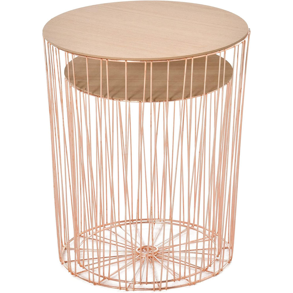 Portland Modern Rose Gold Bedside Tables with Storage Set of 2 Wilko