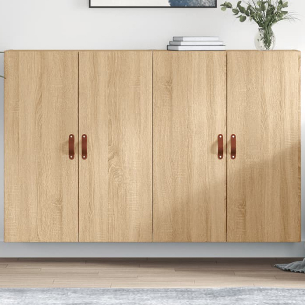vidaXL 2 Door Brown Sonoma Oak Wall Mounted Cabinet 2 Pack Image 1