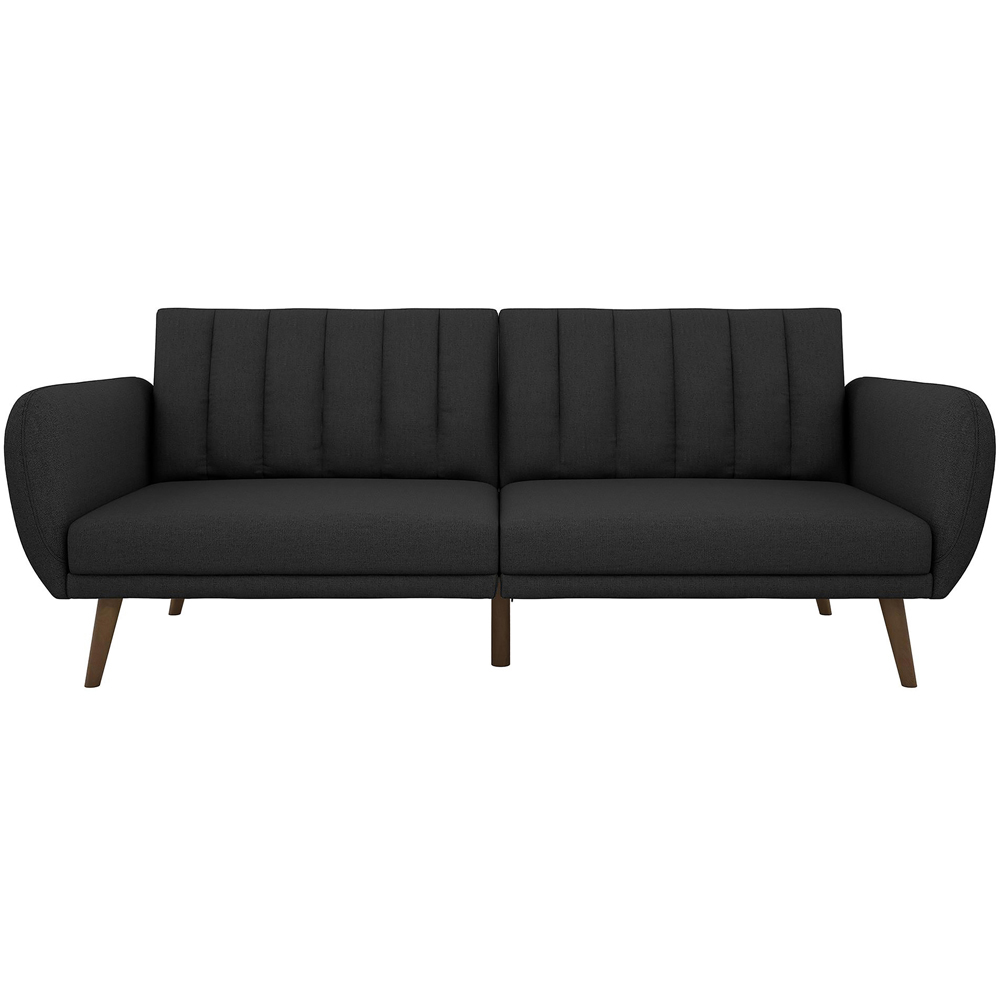 Novogratz Brittany 3 Seater Dark Grey Linen Sofa Bed with Wooden Legs Image 3