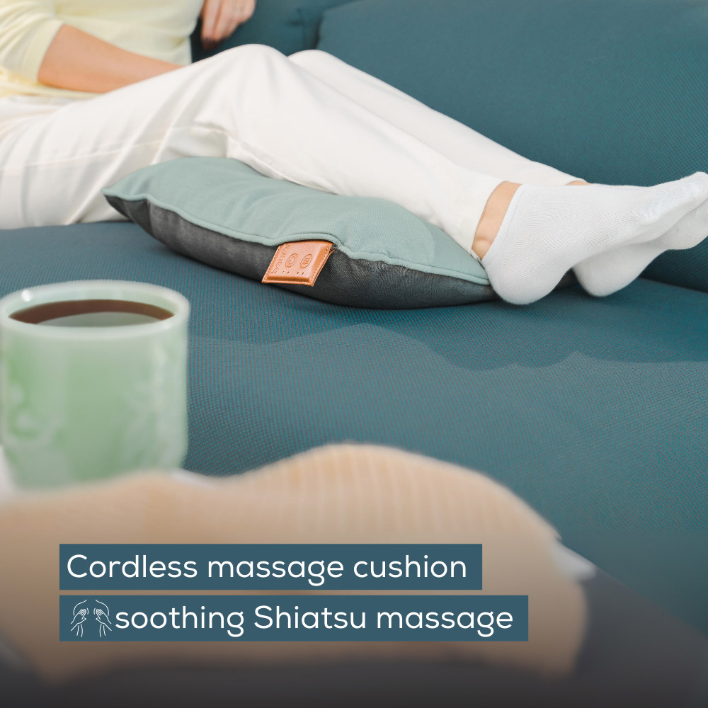 Beurer Cordless Shiatsu Mint and Grey Massage Cushion with Heat Image 2