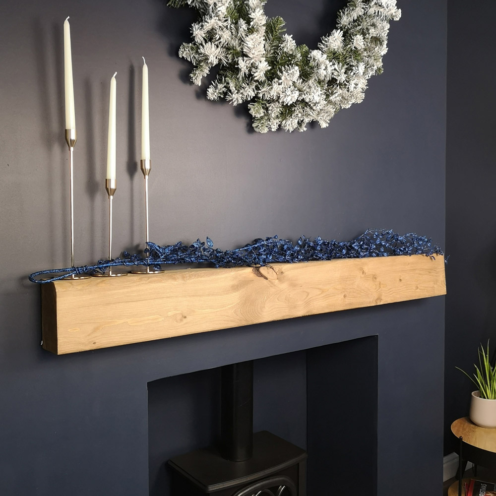 Samuel Alexander Midnight Blue Glitter Leaf Christmas Garland 150cm Image 2