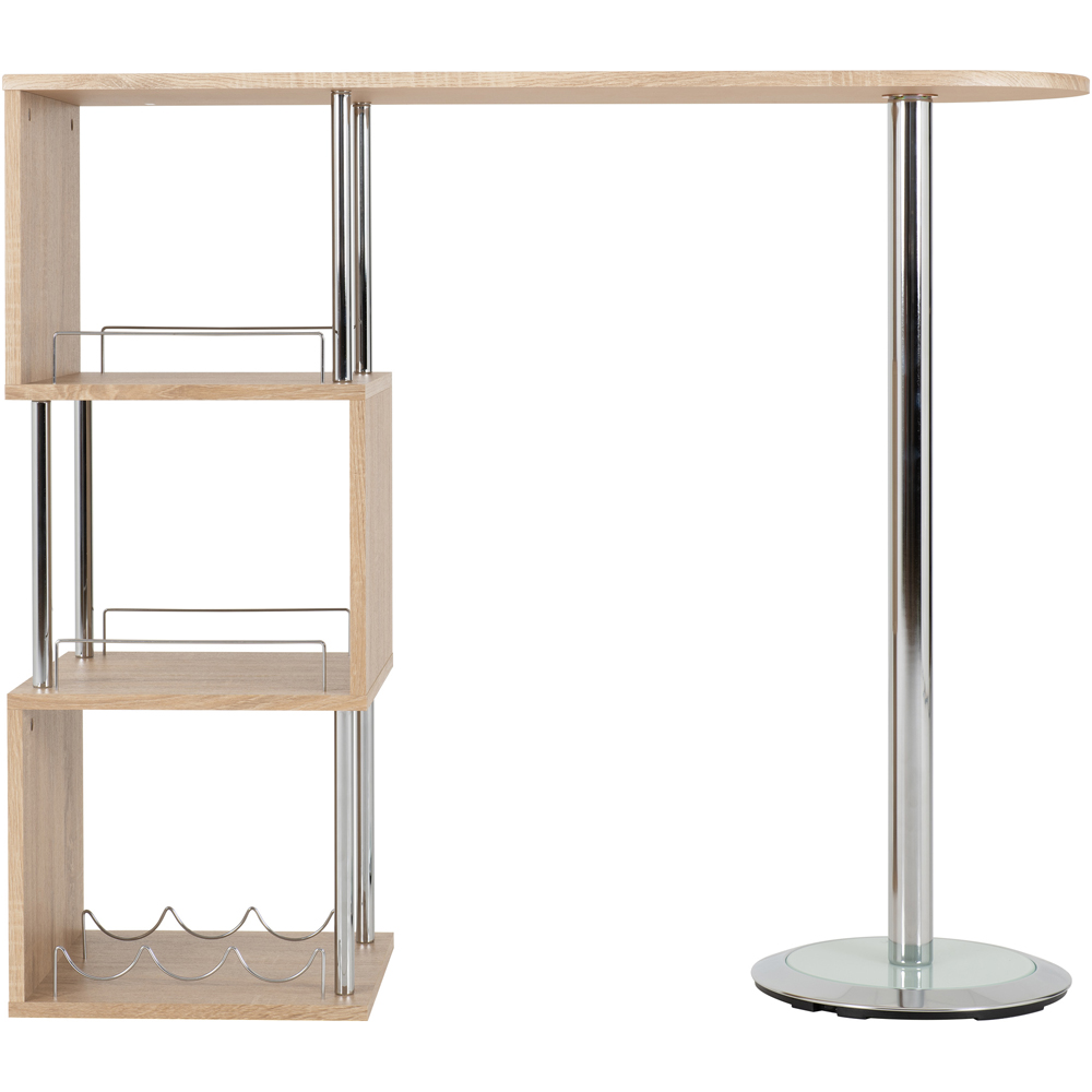 Seconique Charisma Chrome Light Sonoma Oak Home Bar Table Image 4