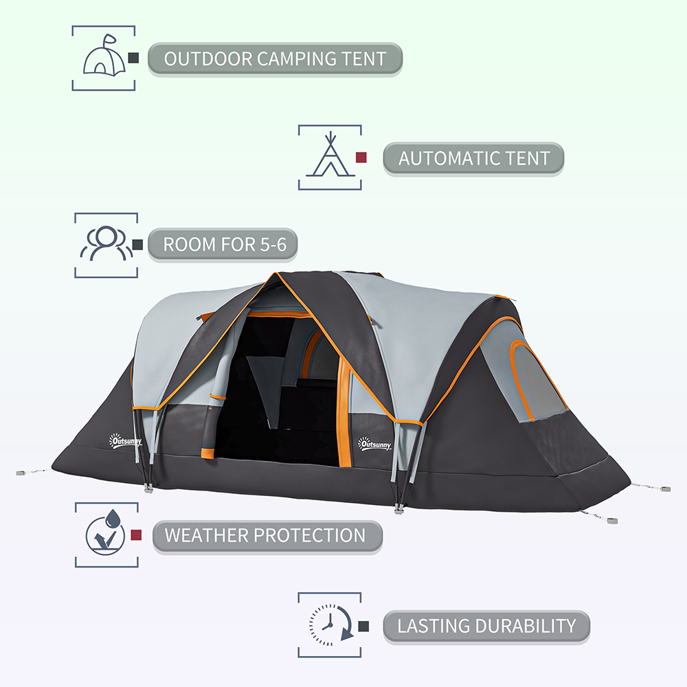 Outsunny 5-6 Person Camping Tent Multicolour Image 5