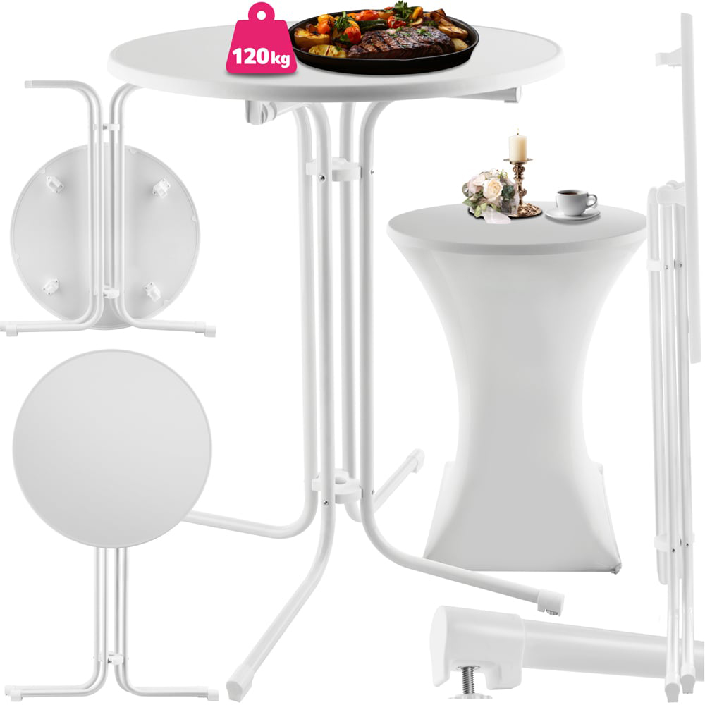 tectake White Folding Bar Table Cover 90 x 110cm Image 2
