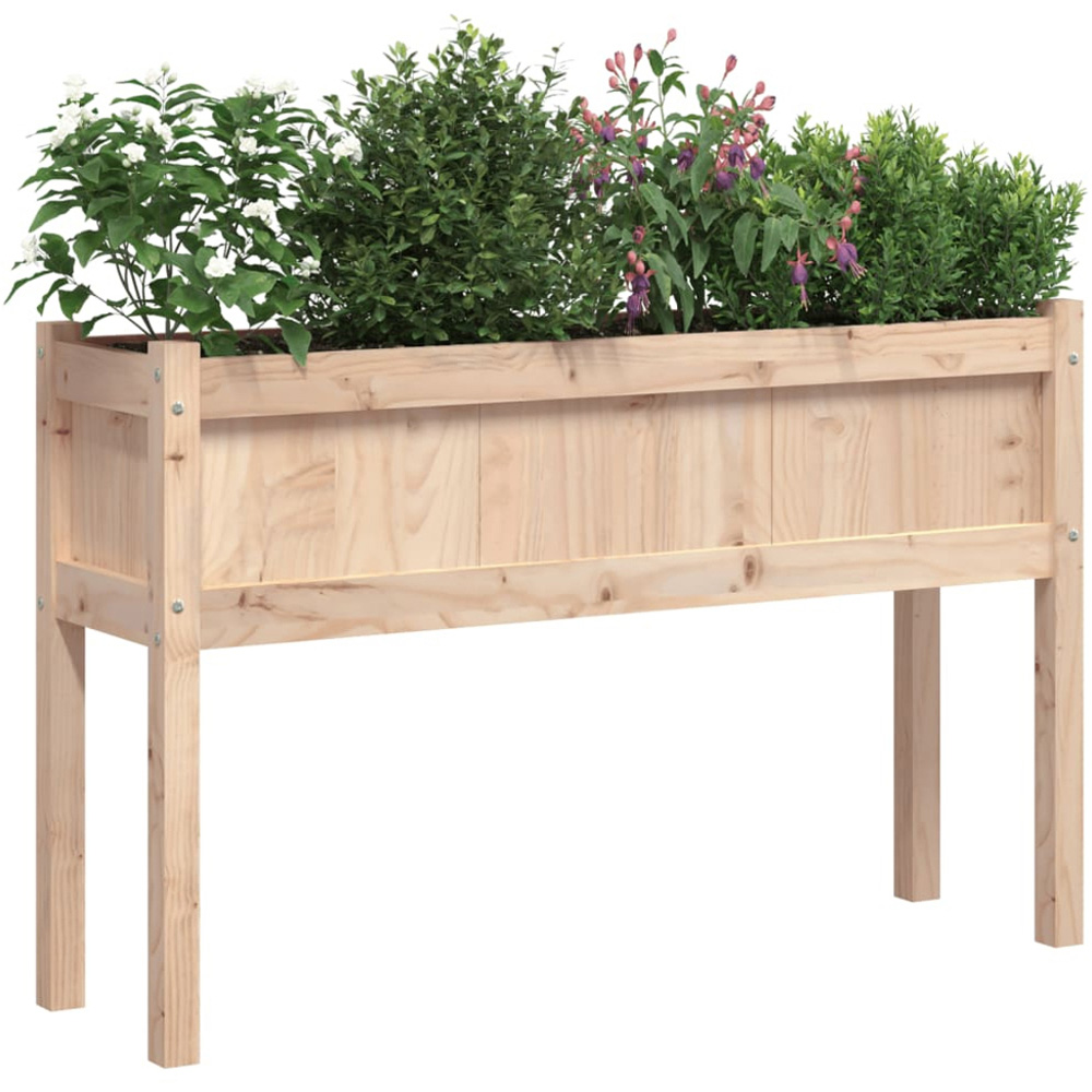 vidaXL Natural Pine Wood Garden Planter with Legs 70 x 110 x 31cm Image 4