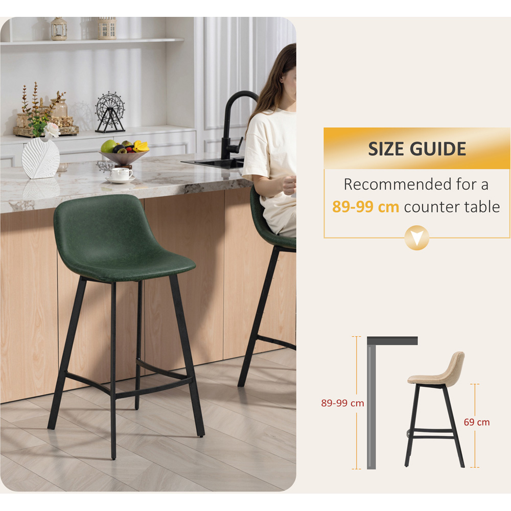 Portland Green Faux Leather Bar Stool Set of 2 Image 7
