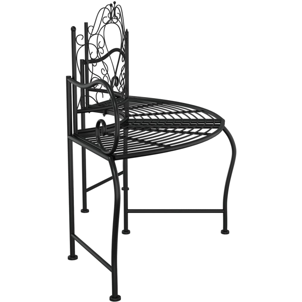 vidaXL Black Steel Semi Circular Tree Bench Image 5