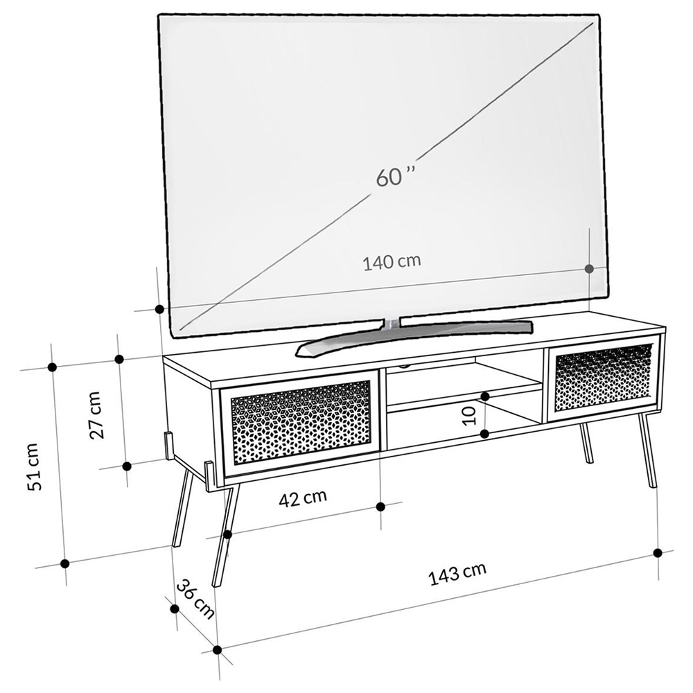 FWStyle Naive 2 Door 2 Shelf Sapphire Oak Wide TV Unit Image 7