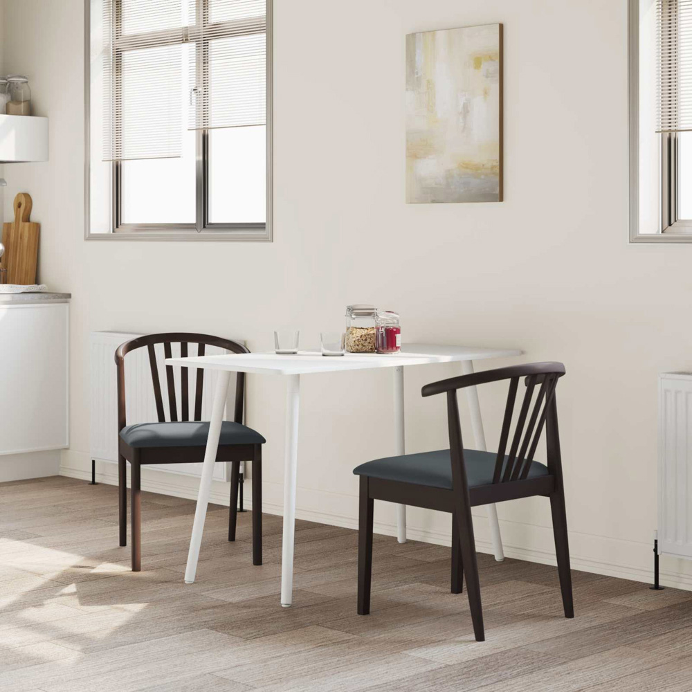 vidaXL Set of 2 Light Brown and Black Rubberwood Vintage Dining Chairs Image 9