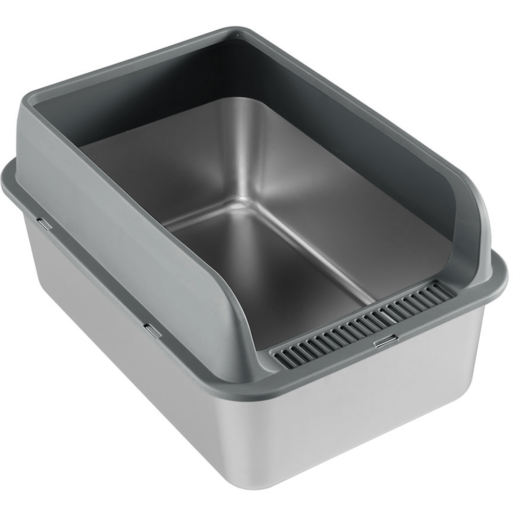 H&O Direct Stainless Steel Cat Litter Box with Enclosed Sides Large Image 3