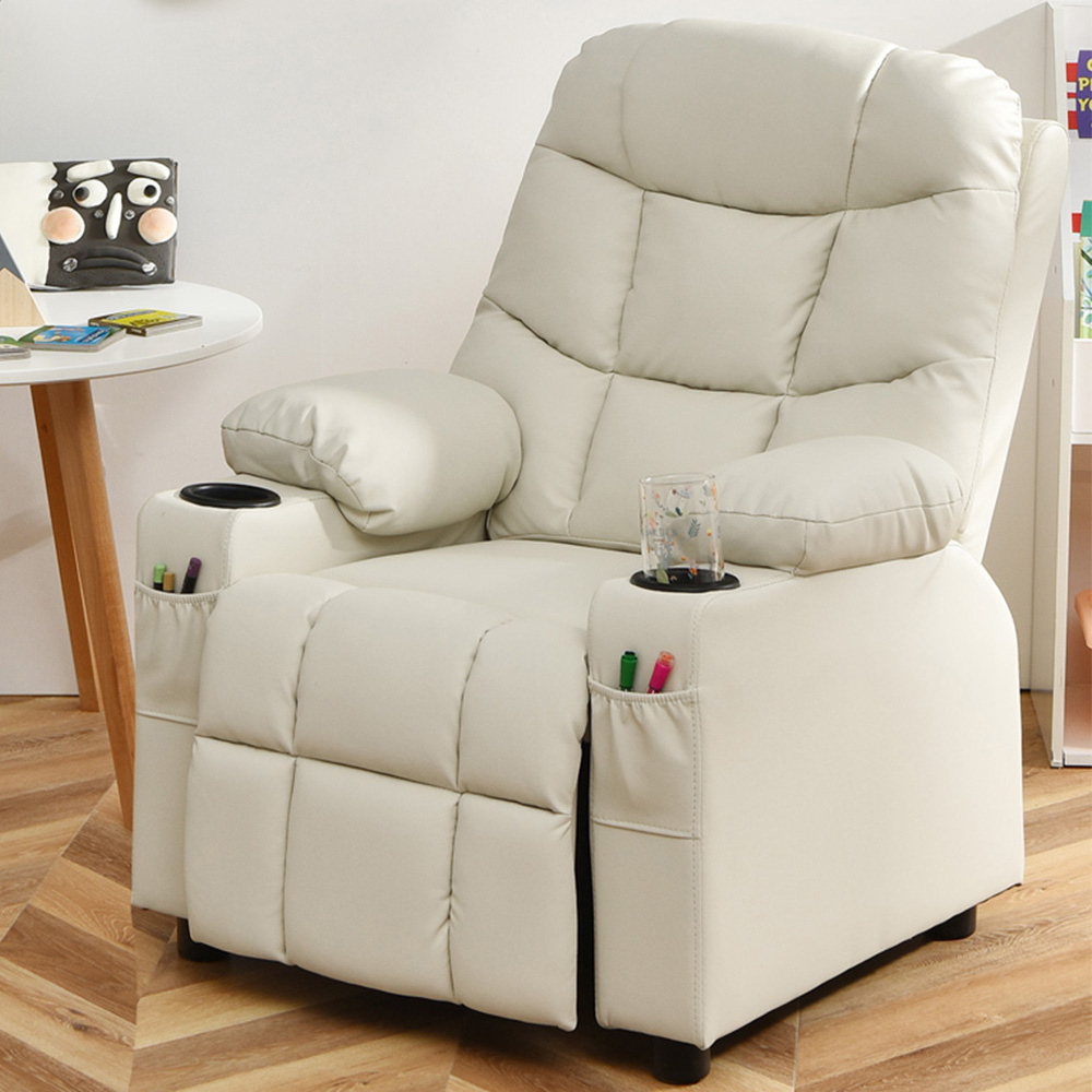 Costway Beige Upholstered Lounge Recliner Chair Image 1