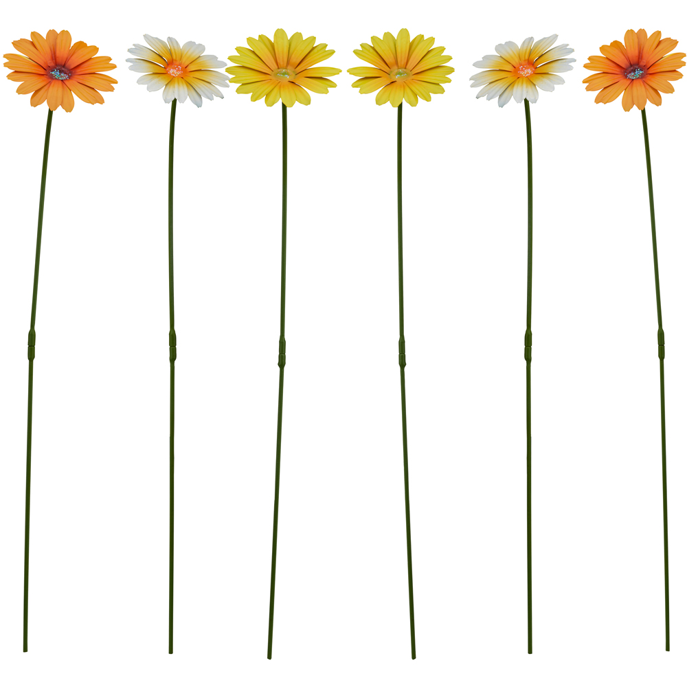 Garden Gear Yellow Orange White Metal Daisy Stake 6 Pack Image 1