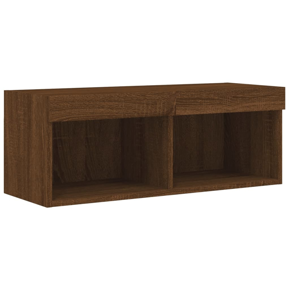 vidaXL 2 Shelf Brown Oak Wall Mounted LED TV Cabinet Image 7
