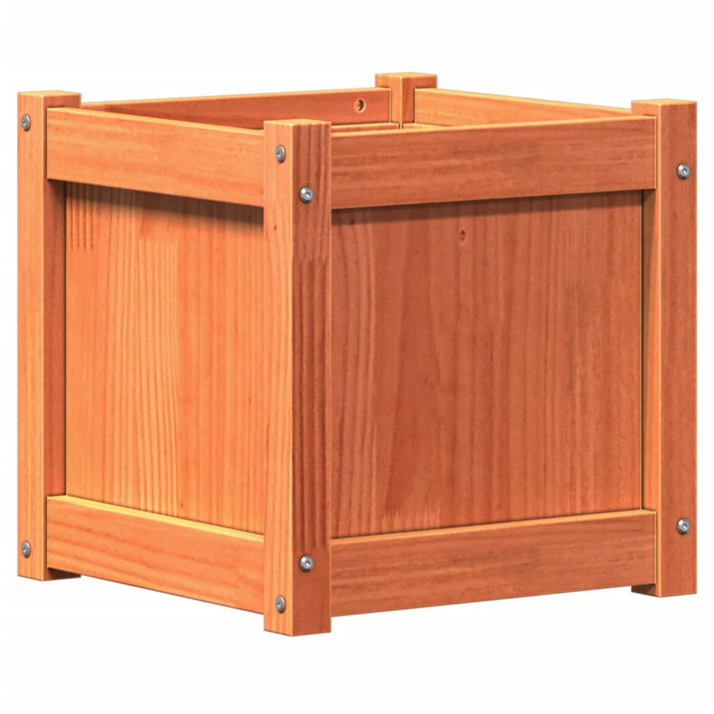vidaXL Brown Solid Pine Wood Garden Planter 40 x 40 x 40cm Image 4