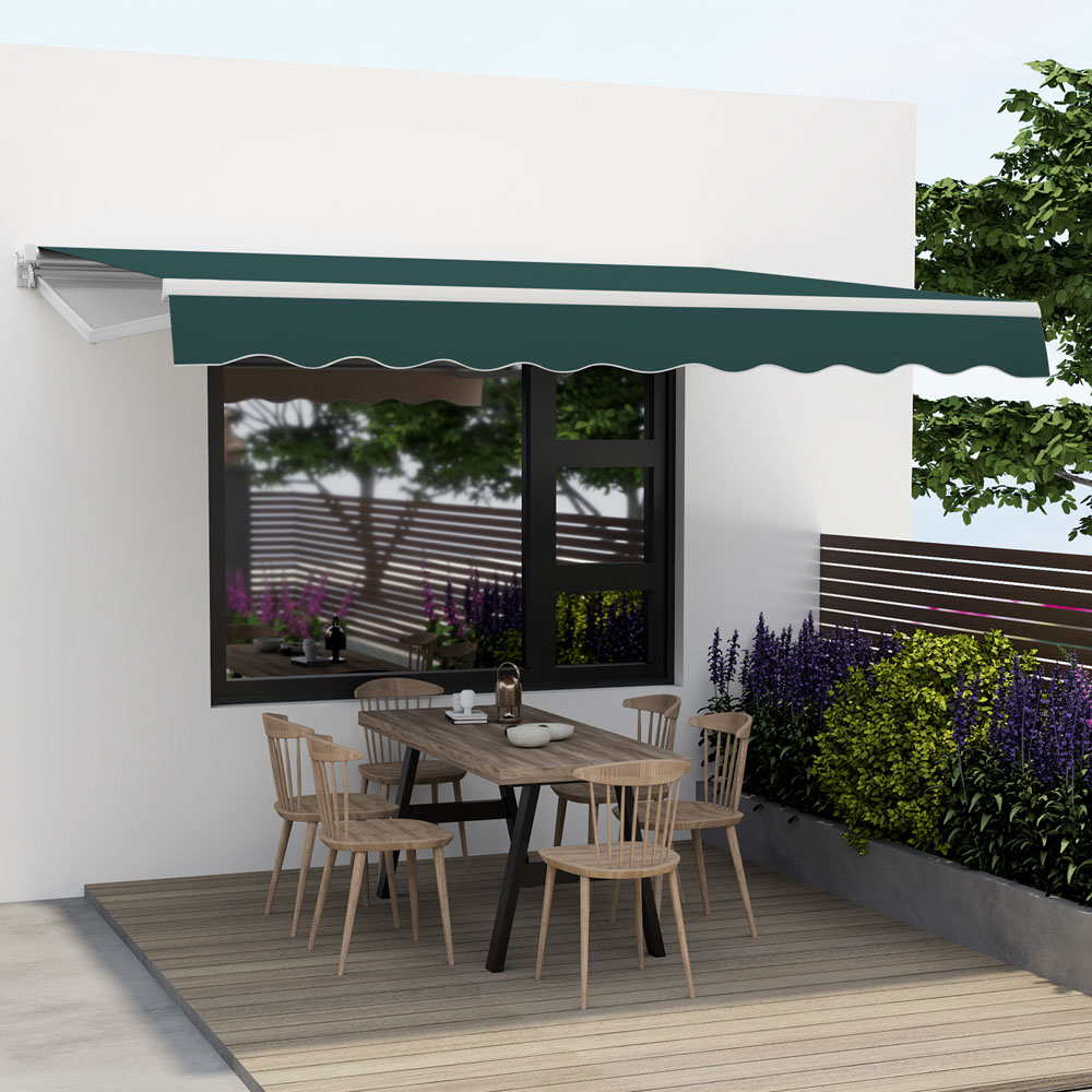 Costway Green Retractable Manual Patio Awning 3.6 x 3m Image 4