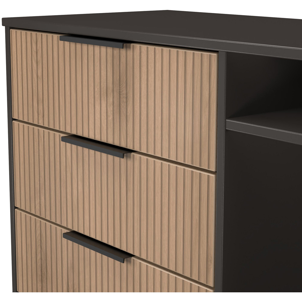 Crowndale Hong Kong 3 Drawer Slatt Effect and Graphite TV Sideboard Ready Assembled Image 5
