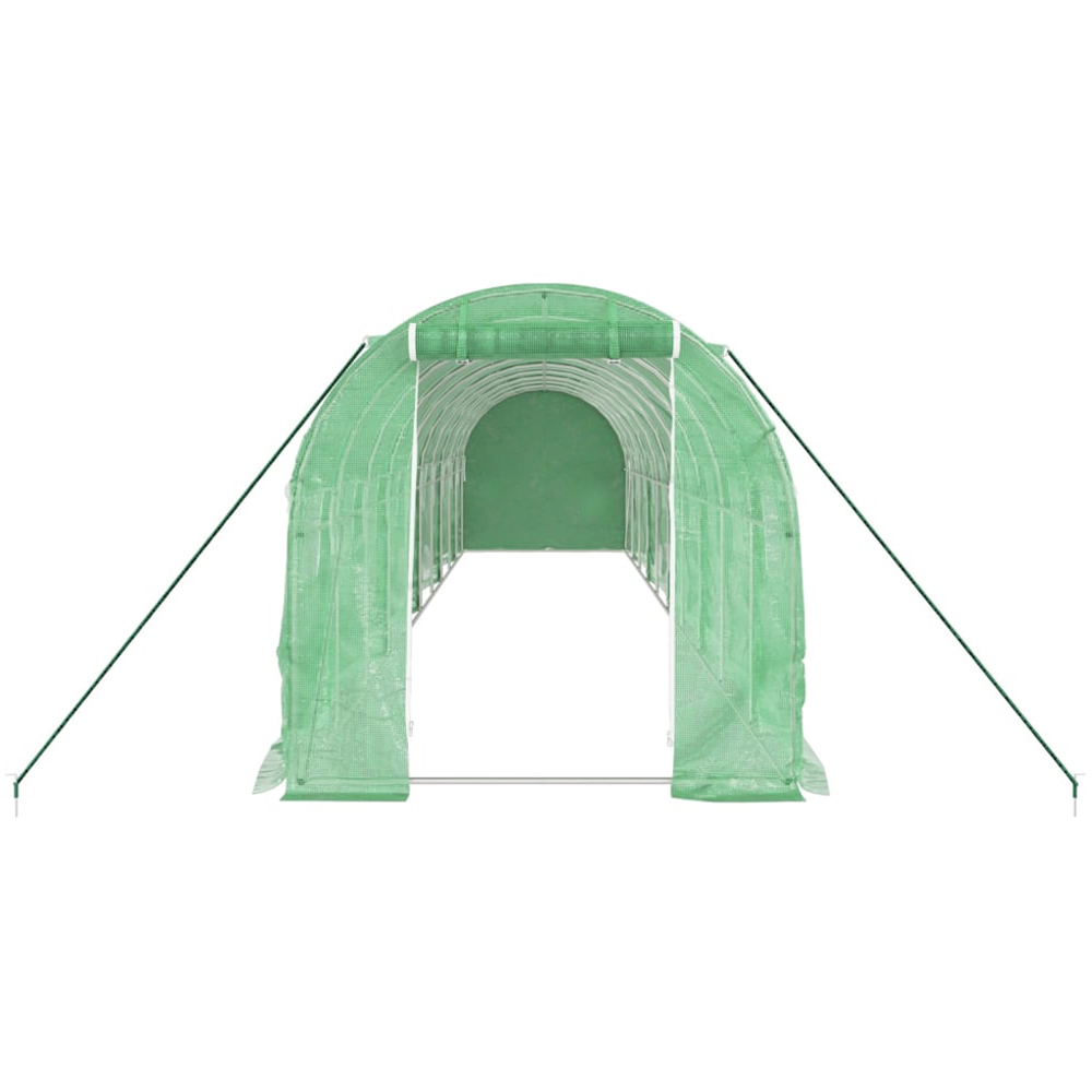 vidaXL Green Polyethylene Galvanised Steel Frame 32.8 x 6.5ft Greenhouse Image 3