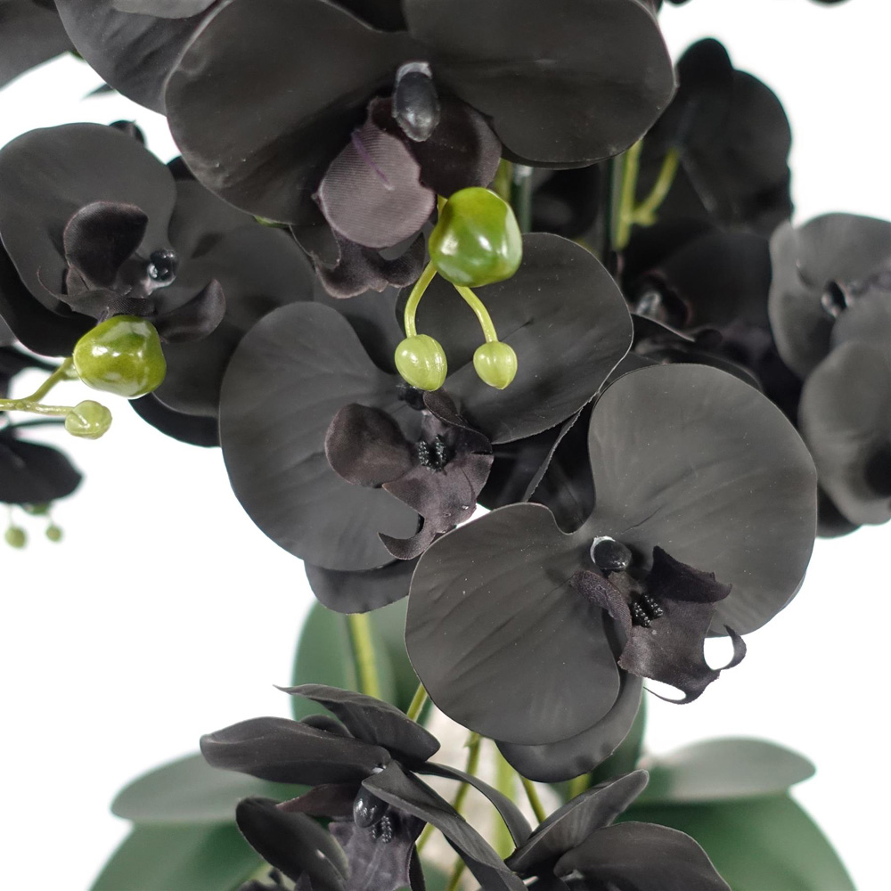 Leaf Black Orchid Artificial Plant with White Ceramic Planter 1.9ft Image 2
