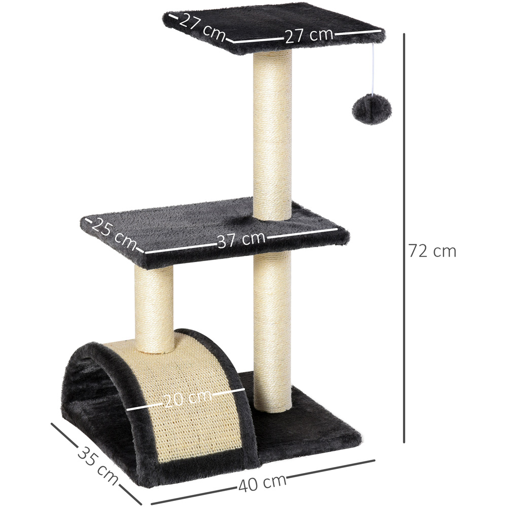 PawHut Black Cat Tree Climbing Tower with Sisal Scratching Post Image 7