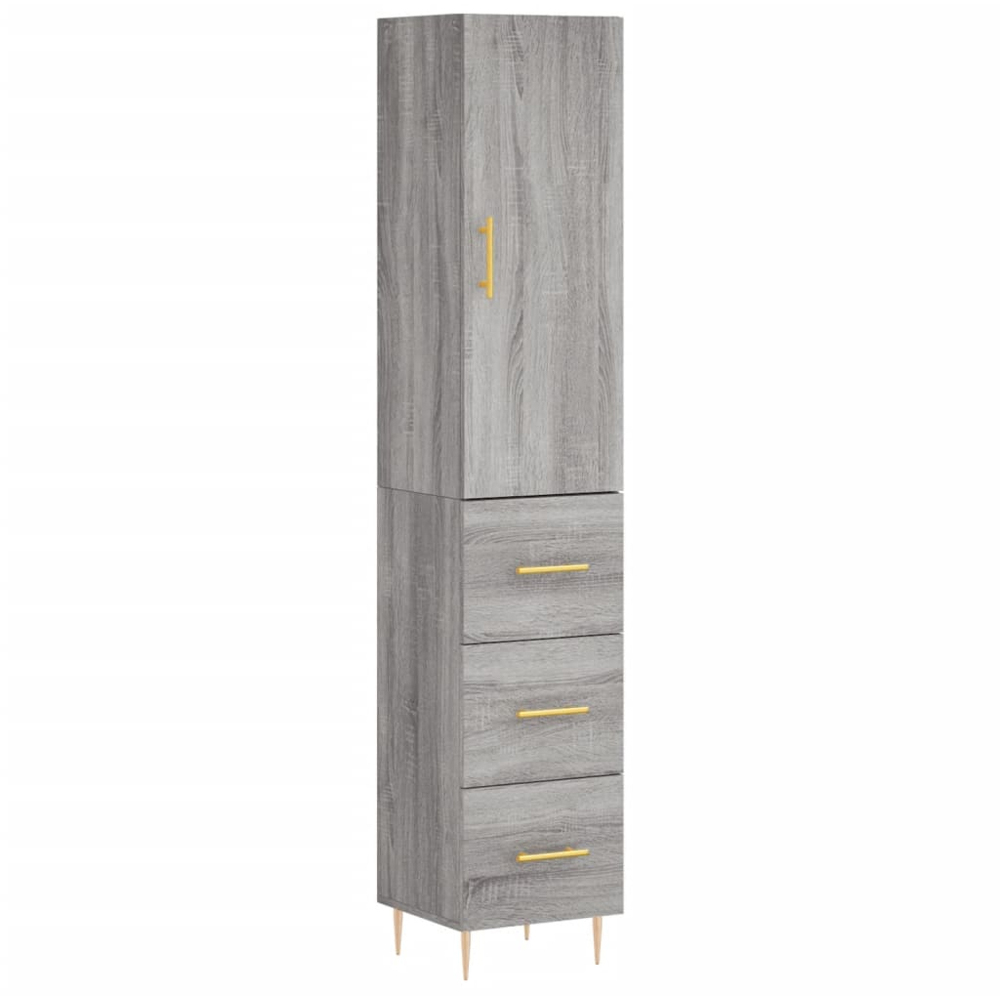 vidaXL Single Door 3 Drawer Grey Sonoma Wooden Highboard Image 2