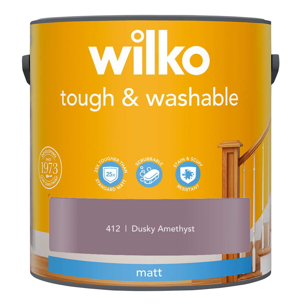 Wilko Tough & Washable Dusky Amethyst Matt Emulsion Paint 2.5L Image 2