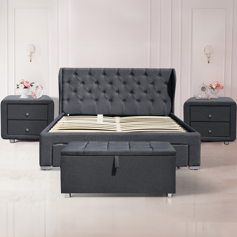 Brooklyn Grey Linen 4 Piece Bedroom Furniture Set Image 1
