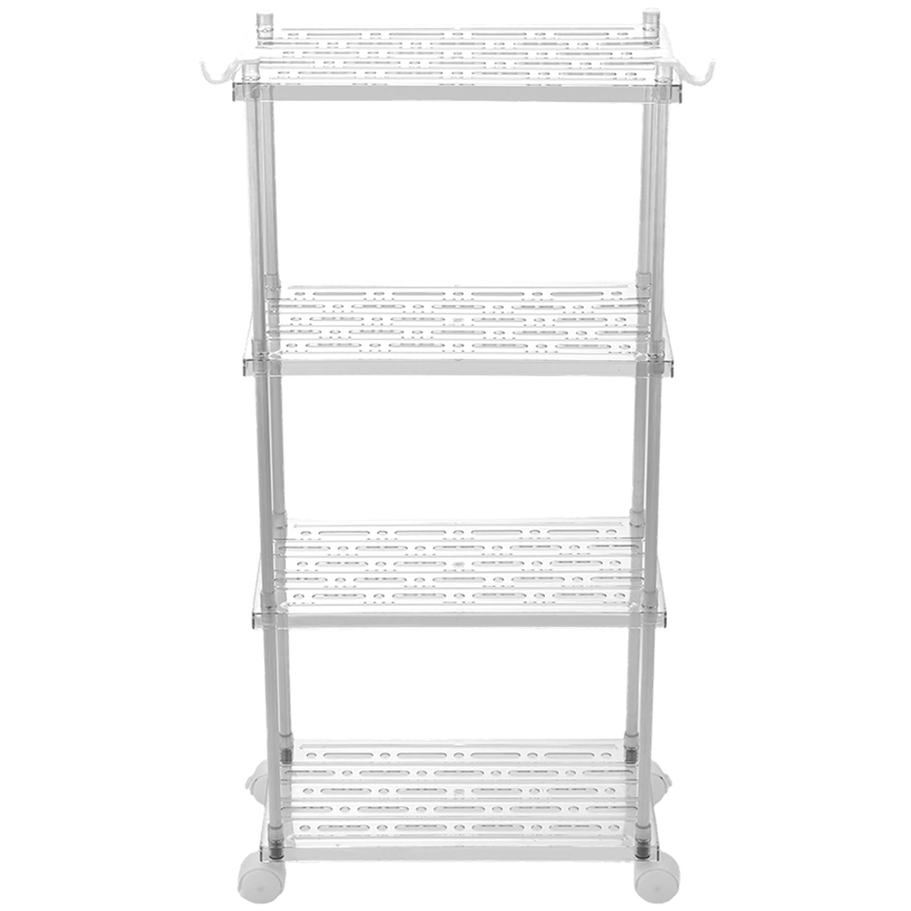 Living and Home 4-Tier Transparent and Silver Storage Cart Image 2