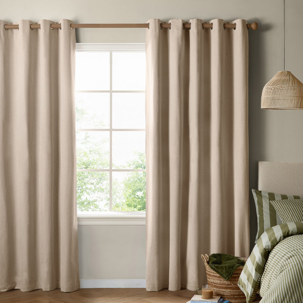 Furn The Ultimate Natural Textured Woven Blackout Eyelet Curtains 168 x 183cm Image 1