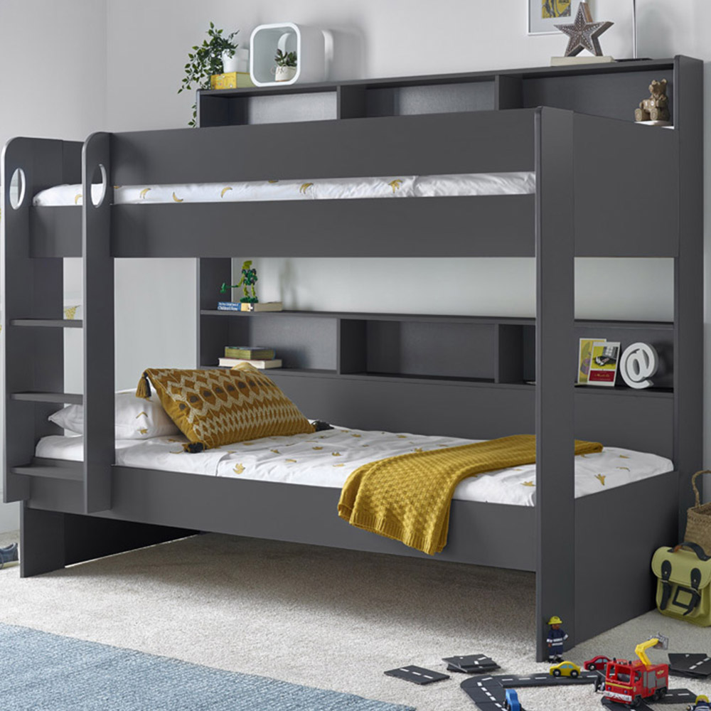 Oliver Onyx Grey Storage Bunk Bed with Pocket Mattresses Image 1