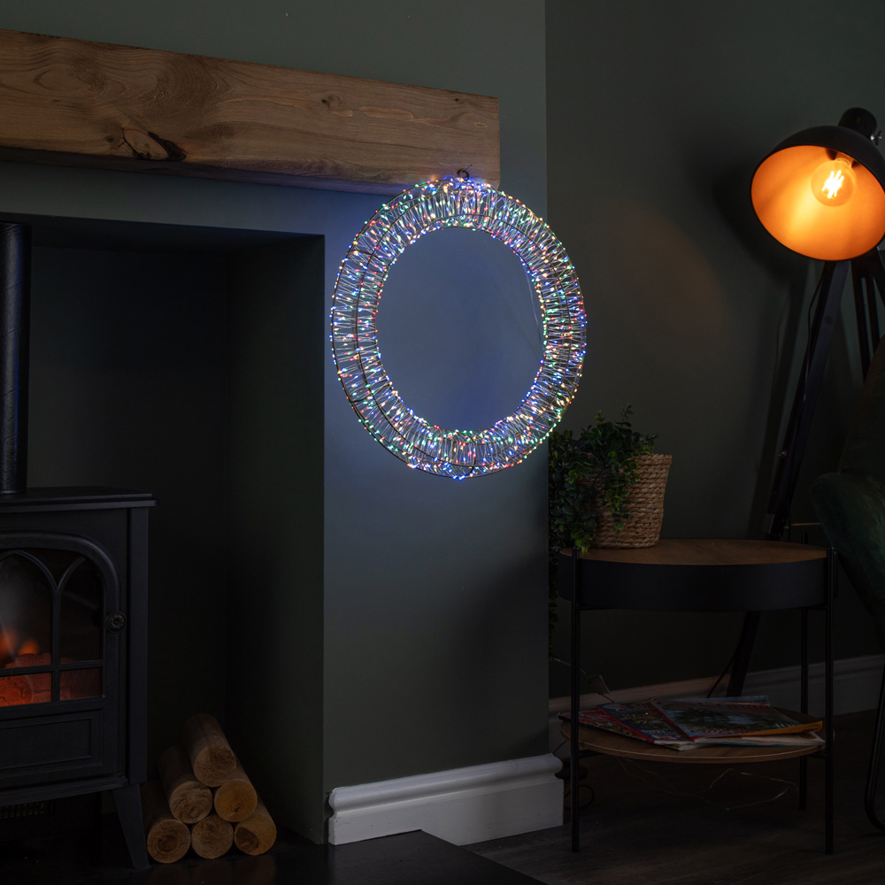 Samuel Alexander 960 Multi-Coloured LED Light-Up Christmas Wreath 45cm Image 2